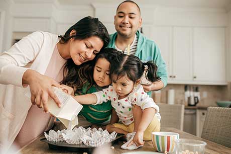 family baking together