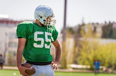 A boy playing football