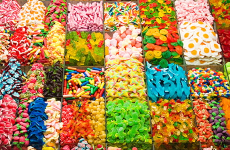 A large selection of colorful candy.