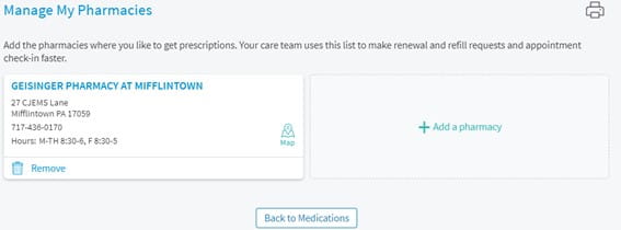 Manage my pharmacies screenshot