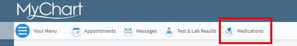 My chart medications tab screenshot 