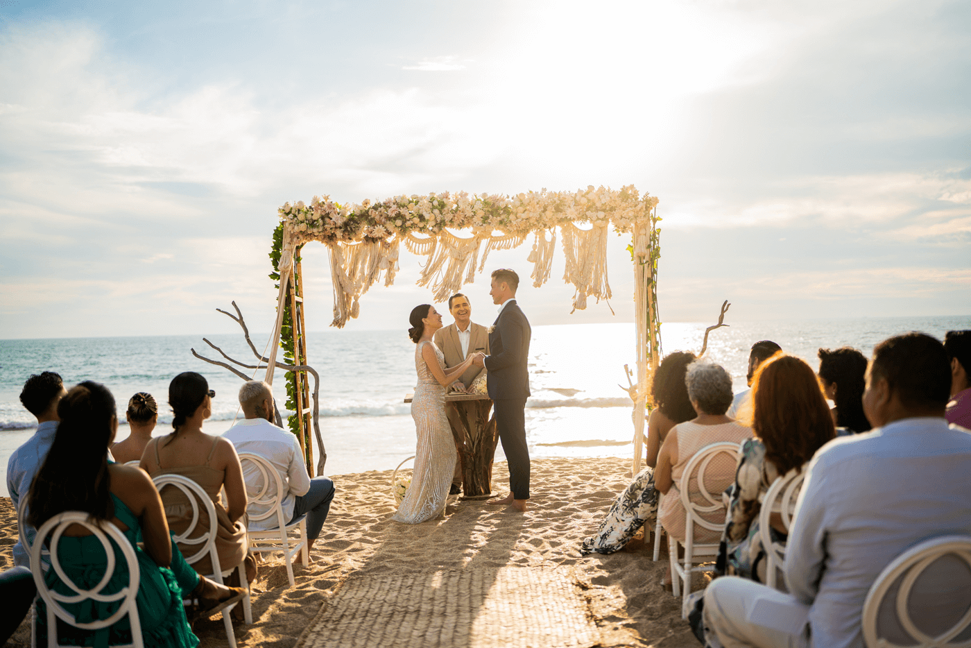 A couple getting married on the beach