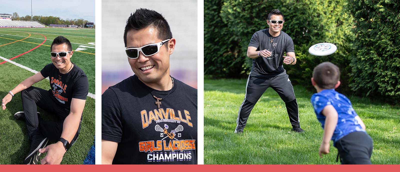 A collage of various activities featuring patient, Hide Horikoshi.